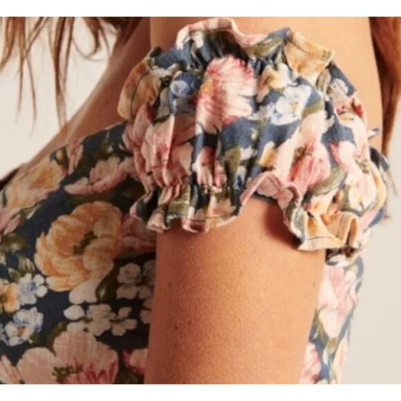 Abercrombie & Fitch Women’s Off-The-Shoulder Linen Floral Corset Mini Dress XL - Picture 7 of 13